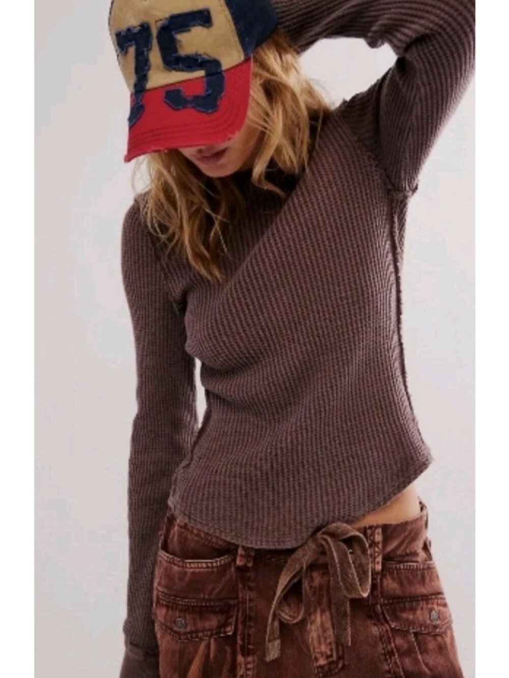 We The Free Roll With It Thermal Top Outdoor Casual School XS Dusty Rose